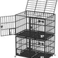 aboxoo 48 inch Stackable Heavy Duty Metal Dog Crate for 4 Dogs/Large Dog,All Metal Open Top Access,Escape Proof Cage,Dog Kennel Indoor with Wheels,Floor Grid, Tray, Divider and Feeding Bowl