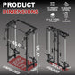 Mikolo Folding Squat Rack, Wall Mounted Power Rack with Cable Crossover Machine & LAT Pull Down, Functional Trainer with 5 Adjustable Function Modes, for Home Gym and Space Saving
