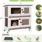 GUTINNEEN Rabbit Hutch Indoor with Chew-Proof Design, Wooden Bunny Cage Guinea Pig Cages with Lockable Wheels, Leak-Proof Trays for 1-3 Rabbits, Guinea Pigs, Small Animals (Brown)