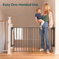 Cumbor 31.6-48" No Bottom Bar Baby Gate for Stairs, 2-in-1 Auto Close Dog Gate Indoor, Hardware Mounted Pet Gate for Doorways with Large Walk Thru Door, Child-Proof Safety Gate for Kids (Black)