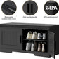 2-Tier Storage Bench, Shoe Bench with Thickened Padded Seat Cushion, Entryway Bench with 2 Doors, Adjustable Shelf, 13.8" D x 37.4" W x 18.5" H, for Entryway, Living Room, Bedroom, Black
