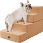 Made4Pets Dog Steps for Bed, Extra Wide Dog Stairs for High Bed Couch Sofa, 35D Foam Pet Steps for Small Dogs and Cats, Non-Slip Bottom Pet Stairs, Tan, 4 Steps