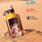 Coolflask 128 oz Gallon Water Bottle Insulated with Straw&3 Lids, Water Jug Large Stainless Steel Metal Vacuum Wide Mouth for Sports, Gym or Office, Non-BPA Keep Cold 48H Hot 24H, Ombre Yellow/Orange