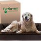 Furhaven Cooling Gel Dog Bed for Large Dogs w/ Removable Bolsters & Washable Cover, For Dogs Up to 95 lbs - Sherpa & Chenille Sofa - Coffee, Jumbo/XL