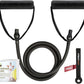 RitFit Single Resistance Exercise Band with Comfortable Handles - Ideal for Physical Therapy, Strength Training, Muscle Toning - Door Anchor and Starter Guide Included