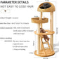 Big Modern Design Cat Tree Tower, Cat Tower Sisal-Covered Scratching Posts for Indoor Cats, Natural Oak Wood Cat Tree for Large Cats, Multi-Level Cat Condo with Sisal Staircase