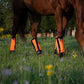 Warrior Fly Boots for Horses - Breathable Mesh Horse Boots for Fly Protection & Leg Comfort - Set of 4 (Knight Warrior, Neon Orange)