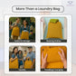 LFH Home Cotton Canvas Large Laundry Bag with Handle, Heavy Duty Drawstring Closure Washable Laundry Bags, School Travel, Home, Hotel, College Dorm, Organizer Sack, Toys Clothes 28x36-Yellow