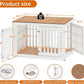 42" Heavy Duty Dog Crate Furniture for Small,Medium and Large Dogs,Rustic Wooden Dog Cage Kennel Indoor Furniture with Waterproof Top,Decorative Pet House Side End Table (White & Wood)