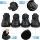 Dog Shoes, Dog Sandals for Hot Pavement, Non-Slip Waterproof Dog Booties for Winter Snowy Day and Summer, Adjustable Straps Easy-Clean Beach Outdoor Pet Boots Rugged Sole-4Pcs Black