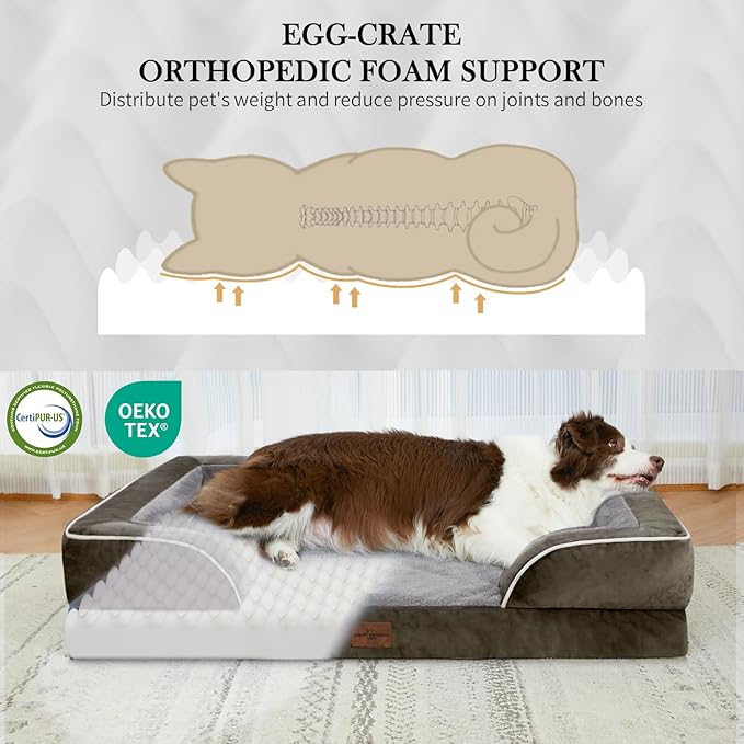 Comfort Expression Small Dog Beds Waterproof Cat Beds Orthopedic Foam Sofa Beds for Small Dogs Comfy Pet Bed with Washable Removable Cover & Non-Slip Bottom(XX-Small,Dark Green)