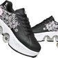 Double-Row Deform Wheel Automatic Walking Shoes Invisible Deformation Roller Skate 2 in 1 Removable Pulley Skates Skating Parkour