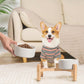 Elevated Ceramic Dog Bowl Set - Raised Dog Bowls with Non-Slip Bamboo Stand - Dog Food and Water Bowl Set - Double Dog Feeding Bowls - Suitable for Small and Medium Dogs - 28.74 OZ - 3.6 CUPS - 850 ML