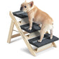 Wood Pet Stairs/Pet Steps for All Dogs and Cats - 2-in-1 Foldable Carpeted 3 Tiers Dog Stairs & Ramp Perfect for Beds and Cars - Portable Dog/Cat Ladder Up to 120 Pounds