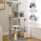 PETEPELA 56.3'' Tall Cat Tree for Indoor Cats, Multi-Level Cat Tower with Super Large Hammock (20''X16''), Sisal Covered Scratching Posts, Cozy Condo and Top Perch Grey