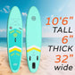 10.6”32“6 Premium Inflatable Stand Up Paddle Boards with Durable SUP Paddle Board Accessories Wide Stable Design Includes Backpack Required Parts Non-Slip Comfort Deck for Youth & Adults