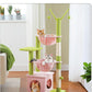 Pink Cat Tree, 47.6" Cat Tower with 2 Metal Frame Hammock, Cat Scratching Post for Indoor Cats with 2 Removable Pompom Sticks for Kittens, Pink