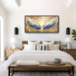 Extra Large Angel Wings Framed Wall Art for Living Room,Oversized Golden Wings Pictures Wall Decor,Holy Gold Blue Canvas Print Painting Modern Artwork Bedroom Office Bathroom 60L" x 30W"