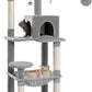 Cat Tree for Large Cats Adult with Metal Plush Big Hammock, 56.3" Cat Tower with 2 Door Condo House, 6-Tier Cat Shelves with Scratching Posts and Large Top Perch, Gray