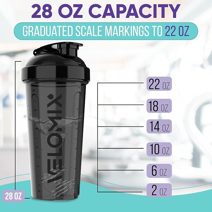 '-2 Pack- 28 oz Protein Shaker Bottles for Protein Mixes - 2x Wire Whisk | Leak Proof Shaker Cups for Protein Shakes | Protein Shaker Bottle Pack | Shakers for Protein Shakes - Black&Red