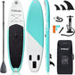 10' Inflatable Stand Up Paddle Board, Ultra-Light Wide Yoga Board for All Skill Levels with Premium SUP Paddleboard Accessories, 84L Waterproof Bag, Non-Slip Comfort Deck for Youth & Adults