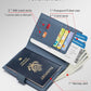 RFID Slim Passport Holder for Man & Women, Compact Leather Passport Wallet with Card Holders SIM Slots, Zippered Coins Pocket and Cash Holder Travel Passport Cover Case, Dark Blue