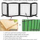 ZJSF Freestanding Dog Fence Indoor, Foldable Dog Gate for Doorways, Stairs or Hallways, Sturdy Wood Extra Wide Pet Gate with Support Feet for The House, Black, 32 "Height-4 Panels