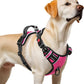 Timos Dog Harness, 3 Snap Buckles No-Pull Soft Padded Dog Vest with 2 Metal Leash Clips, Adjustable Reflective No Choke Pet Harness with Easy Control Handle for Extra Large Dogs,Rosy,L