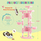 SHA CERLIN 73in Fan-Shaped Corner Cat Tower for Save Space/Multi-Level Tall Cat Tree for Indoor Kitties/Condo with Baskets/Cozy Perches/Sisal Scratching Posts/Pet Activity House/Pink
