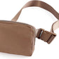 ODODOS Unisex Mini Belt Bag with Adjustable Strap Small Fanny Pack for Workout Running Traveling Hiking, Brown