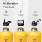 Trebo 128 oz 1 Gallon Water Bottle Insulated with Paracord Handle and Straw,Vacuum Stainless Steel Large Water Jug Keep Cold 48 Hours,Water Flask with 3 Lids for Men Women Sports,Gym, Orange