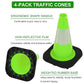 OrangeStar 12" Traffic Cones 4-Pack, Green Safety Cones with Reflective Collar & Heavy Duty Base for Driving Practice, Parking Lots, Roadwork, Construction | Indoor & Outdoor Use