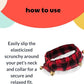 Huxley & Kent Ruff Pet Scrunchy | Buffalo Check (Medium) | Festive Christmas/Holiday Neckwear for Dogs/Cats | Fun Stretchable Costume Accessory | Soft Collar with Bells