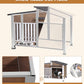 GUTINNEEN Dog House Outdoor with Anti-Chewing Metal Frame, Wooden Dog Kennel with 360° Rotating Feeding Bowl, Weatherproof Roof, for Indoor & Outdoor Use - Brown