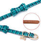 Puppy Collars for Small Dogs - StrawberryEC Adjustable Puppy Id Buckle Collar Leather. Cute Plaid Bandana Dog Collar (Bow-Peacock Green)