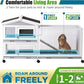 Rabbit Hutch, Indoor Cage Outdoor Two Story Bunny with Asphalt Roof Guinea Pig with Removable No Leaking Tray, Ramp, Pet House for Small Animals