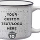 DISCOUNT PROMOS Custom Ceramic Campfire Coffee Mugs 13 oz. Set of 10, Personalized Bulk Pack - Perfect for Tea, Espresso, Cappuccino, Hot Cocoa - White