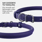 CollarDirect Rolled Leather Dog Collar, Soft Padded Round Puppy Collar, Handmade Genuine Leather Collar Dog Small Large Cat Collars 13 Colors (15-19 Inch, Purple Smooth)