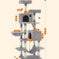 Feandrea Cat Tree, 66.1-Inch Large Cat Tower with 13 Scratching Posts, 2 Perches, 2 Caves, Basket, Hammock, Pompoms, Multi-Level Plush Cat Condo for Indoor Cats, Light Gray UPCT165W01