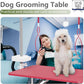 VFK 36''/47''Large Dog Grooming Table, Foldable Pet Station at Home, Dog Grooming Table,Adjustable Cat Drying Desktop with Arms, Nooses, Mesh Tray (Stainless Steel pet Table, 36" Pink)