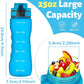 OLDLEY 25 oz Water Bottle, Motivational Water Bottle with Time Marker, Sports Water Bottle With Strap, Leakproof & BPA Free Large Water Bottles for School, Gym, Travel, Outdoor, Tritan,Blue