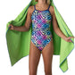 Flow Hydro Sport Towel - Microfiber Quick Dry Swimming Towels for Swim, Pool, Triathlon, and Other Water Sports in Medium, Large, Extra Large, and Hooded Sizes (Lime, Large w/Hood)