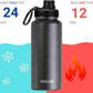 DRINCO Stainless Steel Water Bottle Spout Lid Vacuum Insulated Double Wall Water Bottle Wide Mouth (40oz 32oz 22oz 18oz 14oz) Leak Proof Keep Cold Sport Camping Hiking (32 oz, 32oz Black)