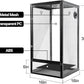 REPTI ZOO 16" x 16" x 30" Front Opening Chameleon Cage with 3-Sided Metal Mesh, 33 Gallon Screen Vertical Terrarium with Background Sticker, Tall Enclosure for Chameleon, Tree Frog, Arboreal Reptiles