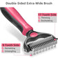 YINGFAN Pet Grooming Combo, Double-Sided Dematting Deshedding Undercoat Rake for Dogs and Cats, Dog Brush with Metal Comb for Detangling (Pink)