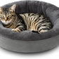 Love's cabin Round Donut Cat and Dog Cushion Bed, 20in Pet Bed for Cats or Small Dogs, Anti-Slip & Water-Resistant Bottom, Super Soft Durable Fabric Pet beds, Washable Luxury Bed Solid Grey