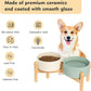 Wordcam Elevated Ceramic Dog Bowls,Raised Dog Dish with Stand,Pet Food and Water Feeding Bowls for Small Medium Dogs(6.5''Tall-28 Oz-3.6 Cups)