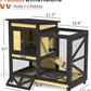 40'' Rabbit Cage Bunny Cage Indoor, Outdoor Rabbit Hutch for Small Animals, 2-Story Wooden Guinea Pig Cages with Wheels & 2 Deeper No Leak Trays, Waterproof Openable Roof & Bottom Wire Mesh