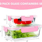VERONES 10Pack Glass Meal Prep Containers, Airtight Glass Lunch Containers,Stackable Glass Food Storage Containers Set with Lids,Exclusive of BPA, for Microwave,Oven, Freezer&Dishwasher Friendly,Pink