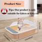 kathson Open Cat Litter Box with High Side,Anti-Splashing Cats Litter Pan Semi-Enclosed Removable Cats Litter Boxes with Litter Sifting Scoop Open Top Kitty Toilet for Easy to Clean(Khaki)